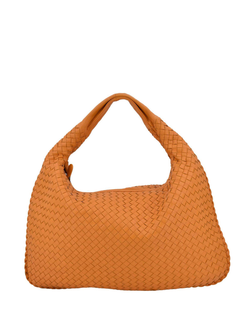 Bottega Veneta Orange Nappa Intrecciato Woven Leather Medium Hobo Bag