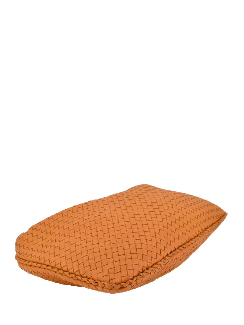 Bottega Veneta Orange Nappa Intrecciato Woven Leather Medium Hobo Bag-designer resale