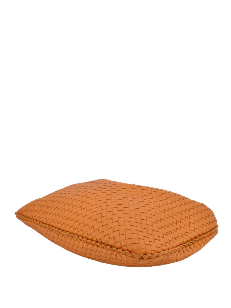 Bottega Veneta Orange Nappa Intrecciato Woven Leather Medium Hobo Bag-designer resale
