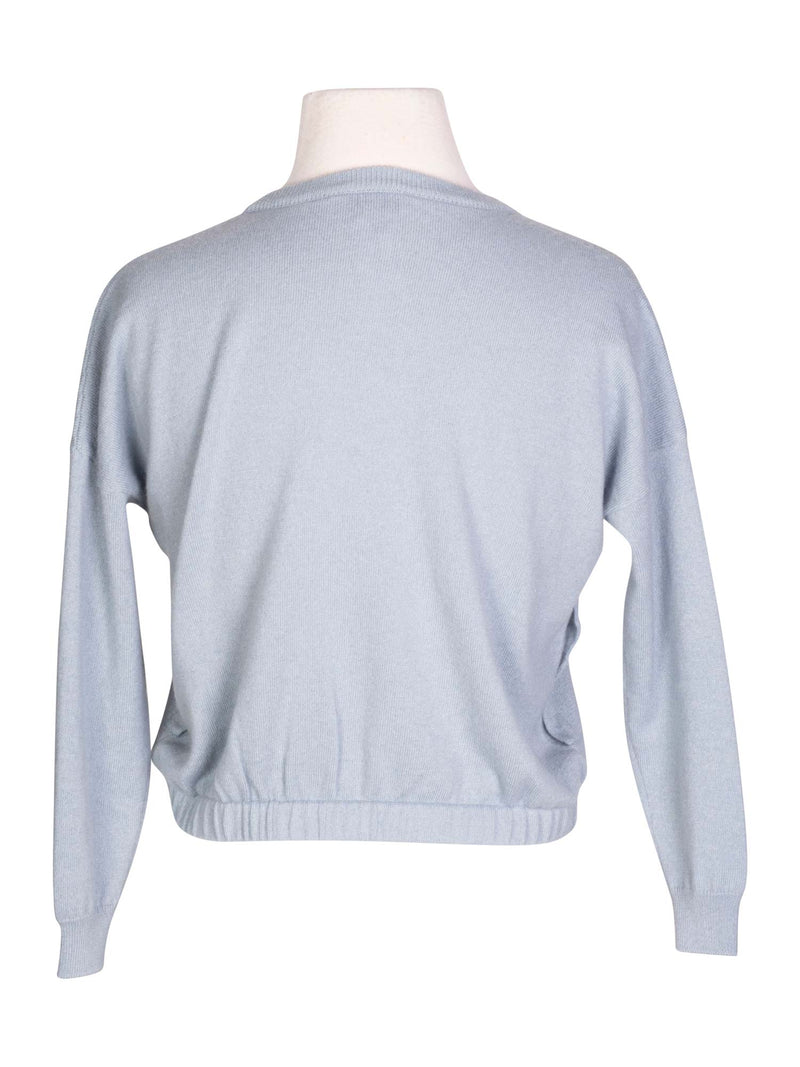 Brunello Cucinelli Cashmere Monili Cropped Sweater Blue-designer resale