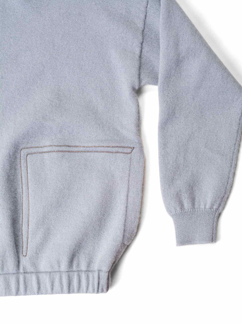 Brunello Cucinelli Cashmere Monili Cropped Sweater Blue-designer resale