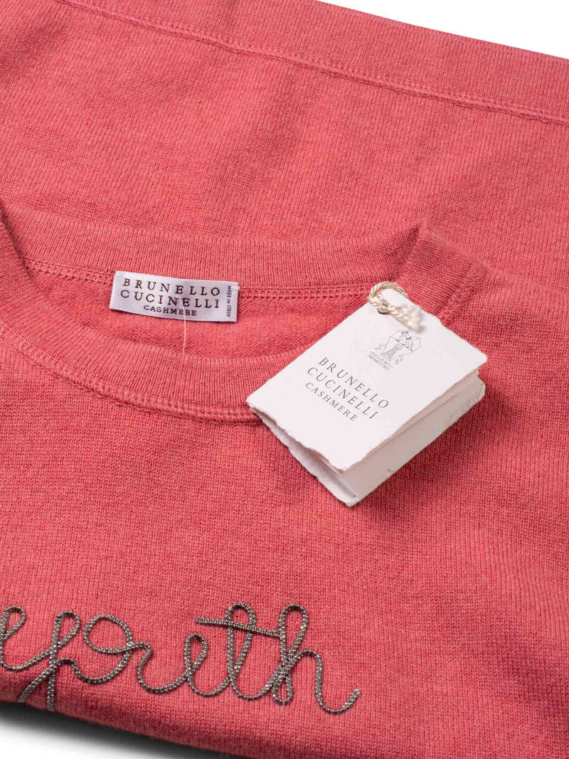 Brunello Cucinelli Cashmere Monili Cropped Sweater Pink-designer resale