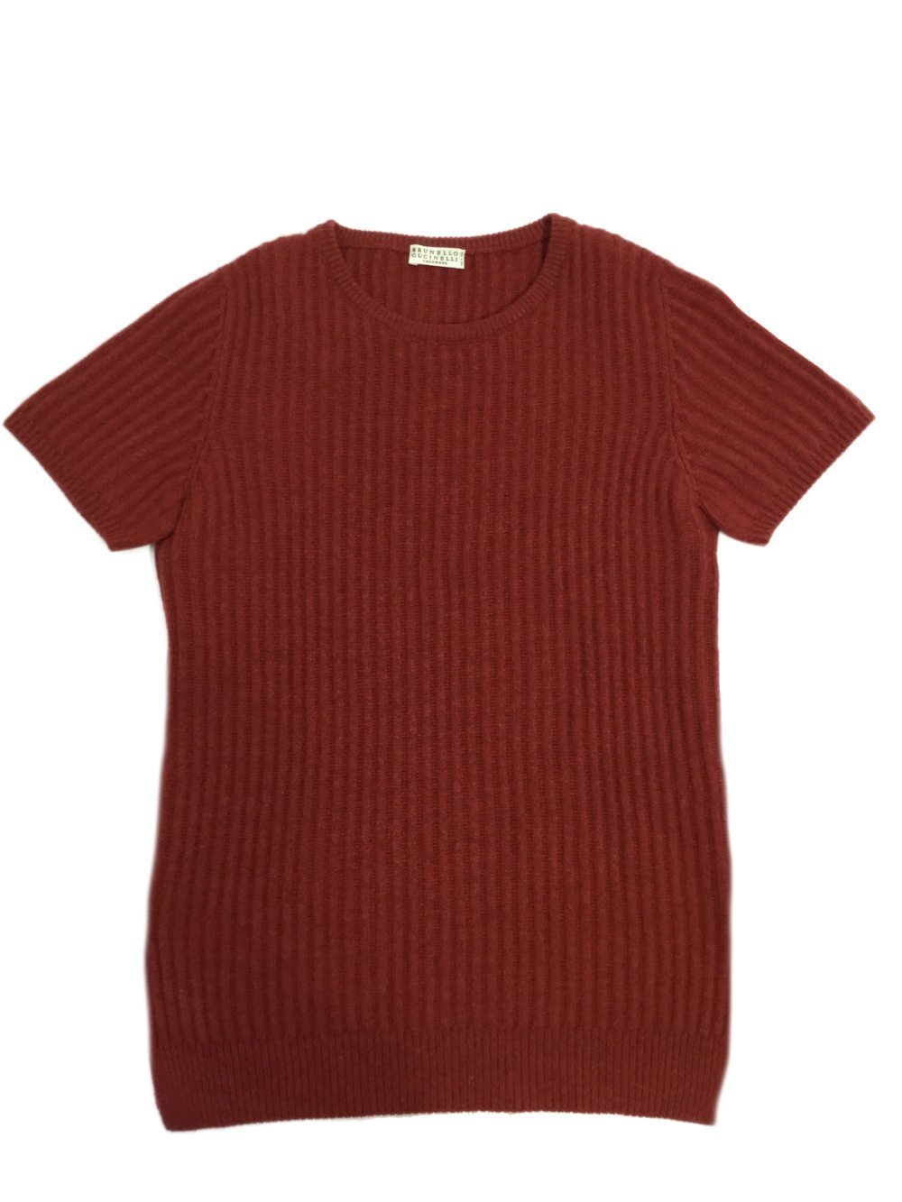 Brunello Cucinelli Cashmere Rib Short Sleeve Sweater-designer resale