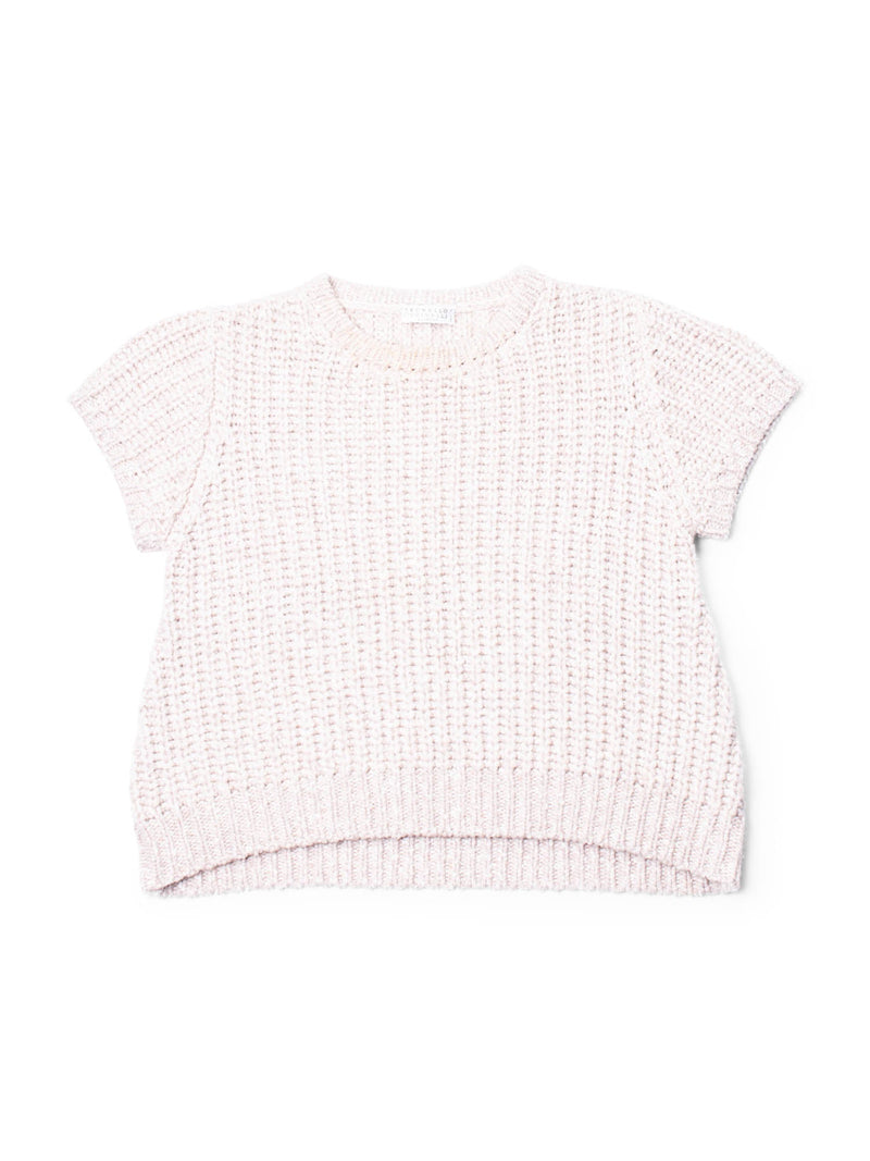 Brunello Cucinelli Cashmere Wool Short Sleeve Top Pink-designer resale