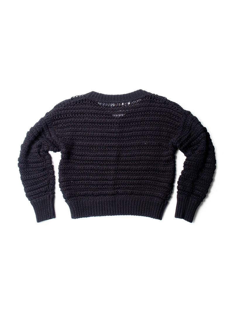 Brunello Cucinelli Cotton Bulky Knit V Neck Sweater Black-designer resale