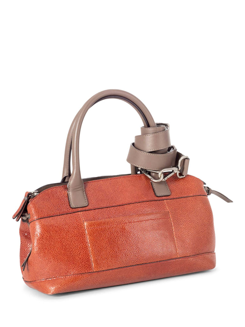 Brunello Cucinelli Croc Leather Top Handle Bag Orange-designer resale