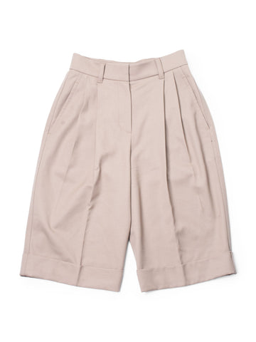 Brunello Cucinelli Fine Wool Pleated Shorts Beige-designer resale