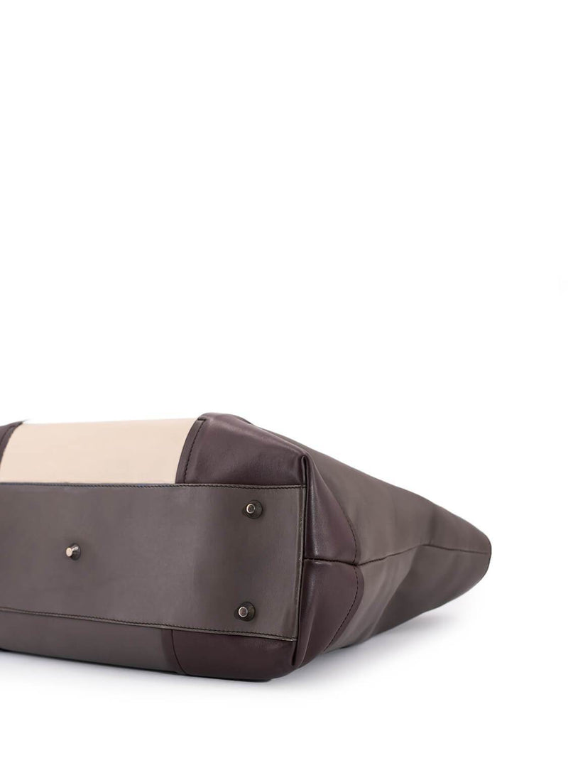 Brunello Cucinelli Large Leather Tote Olive Brown-designer resale