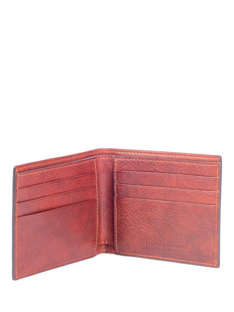 Brunello Cucinelli Leather By-fold Wallet Brown-designer resale