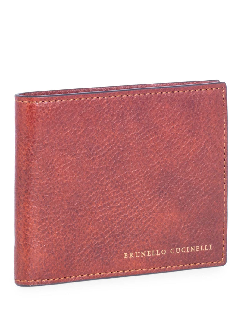 Brunello Cucinelli Leather By-fold Wallet Brown-designer resale