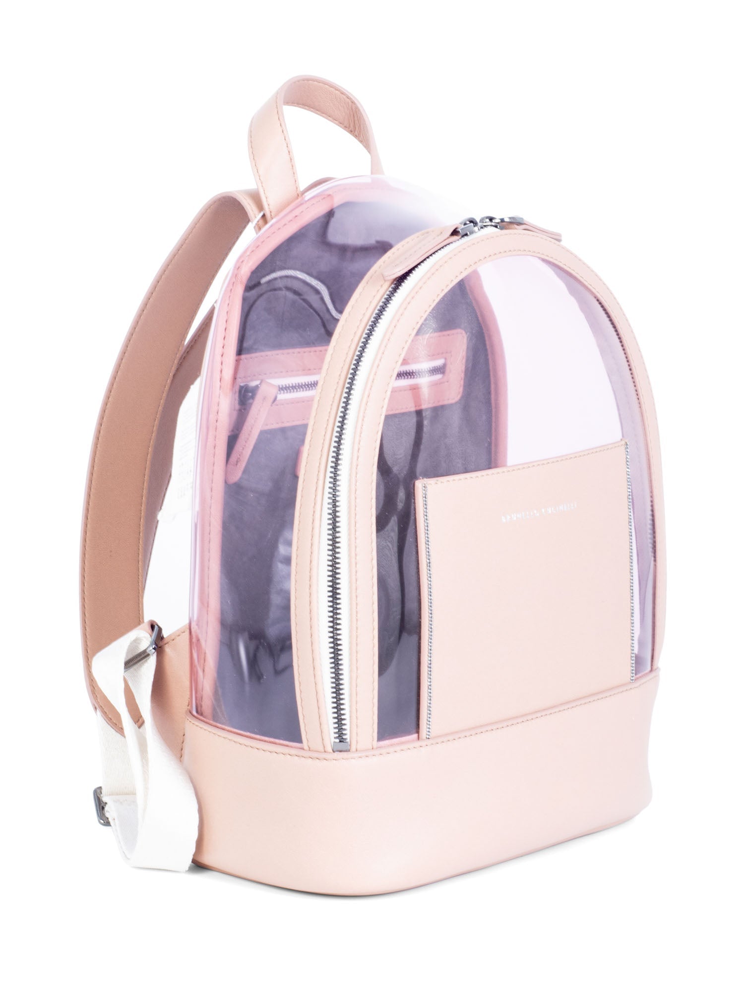 Brunello Cucinelli Leather Clear Molini Backpack Taupe