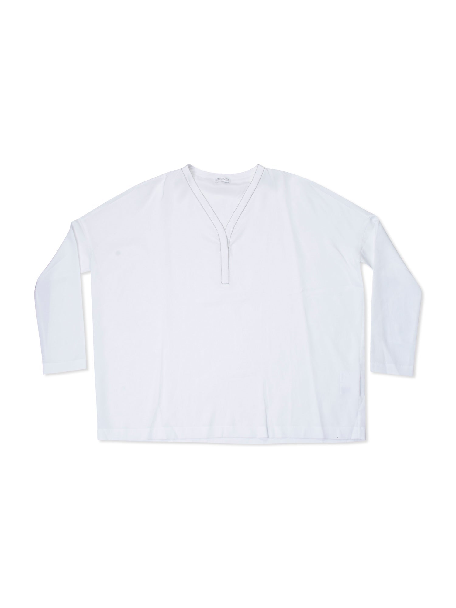 Brunello Cucinelli Monili Silk Oversized Shirt White-designer resale