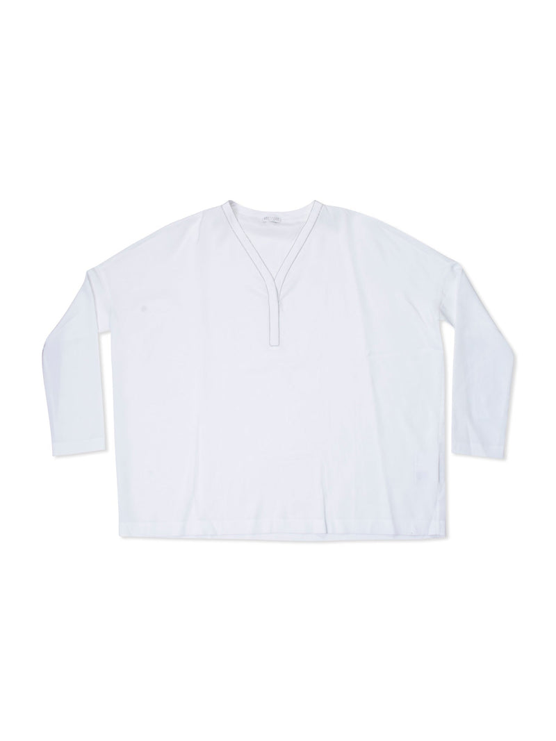 Brunello Cucinelli Monili Silk Oversized Shirt White-designer resale