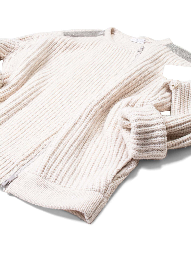 Brunello Cucinelli Oversized Cashmere Monili Jacket Taupe-designer resale