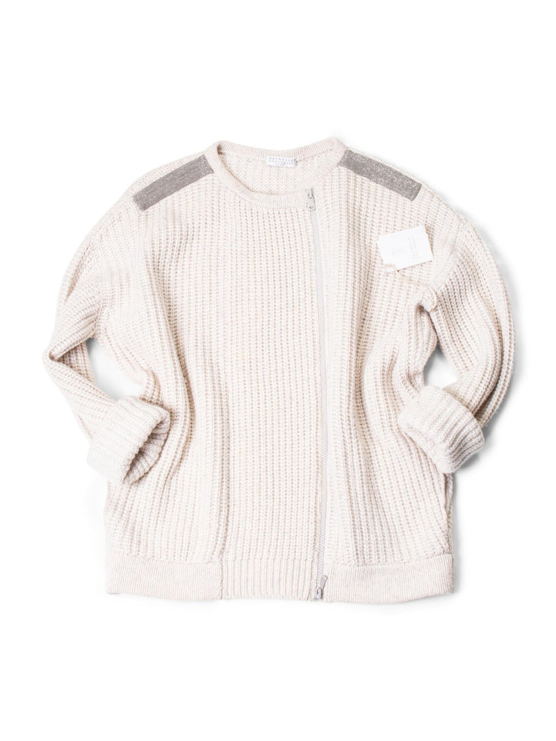Brunello Cucinelli Oversized Cashmere Monili Jacket Taupe-designer resale