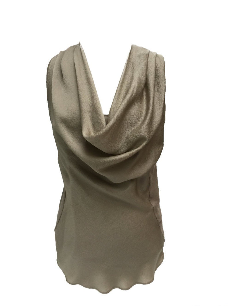 Brunello Cucinelli Silk Cowl Neck Sleeveless Blouse-designer resale