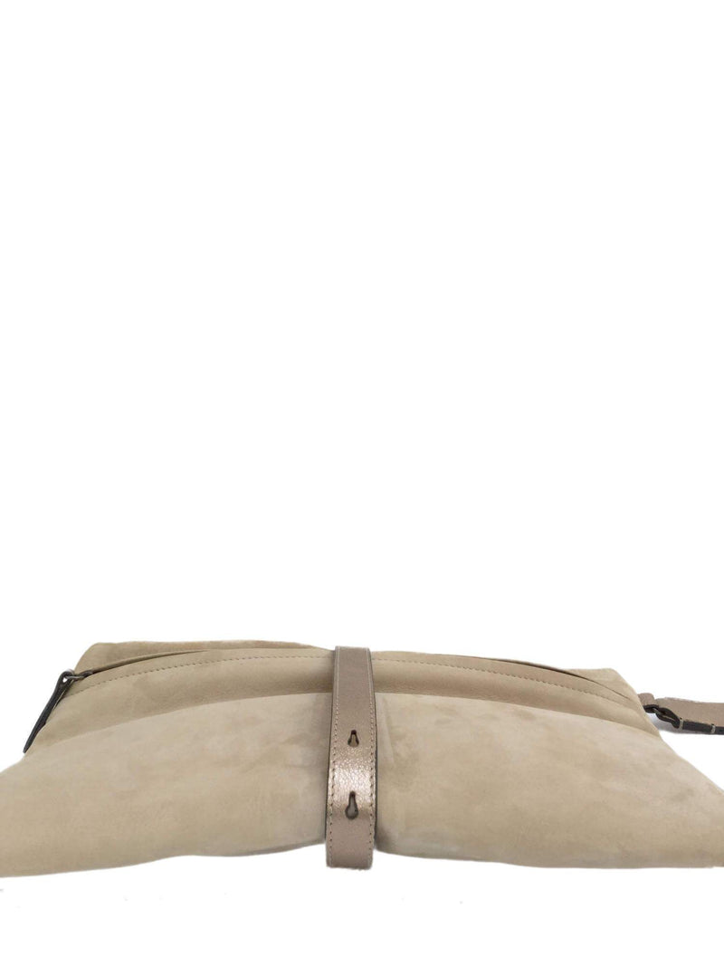 Brunello Cucinelli Suede Leather Clutch Bag Taupe-designer resale