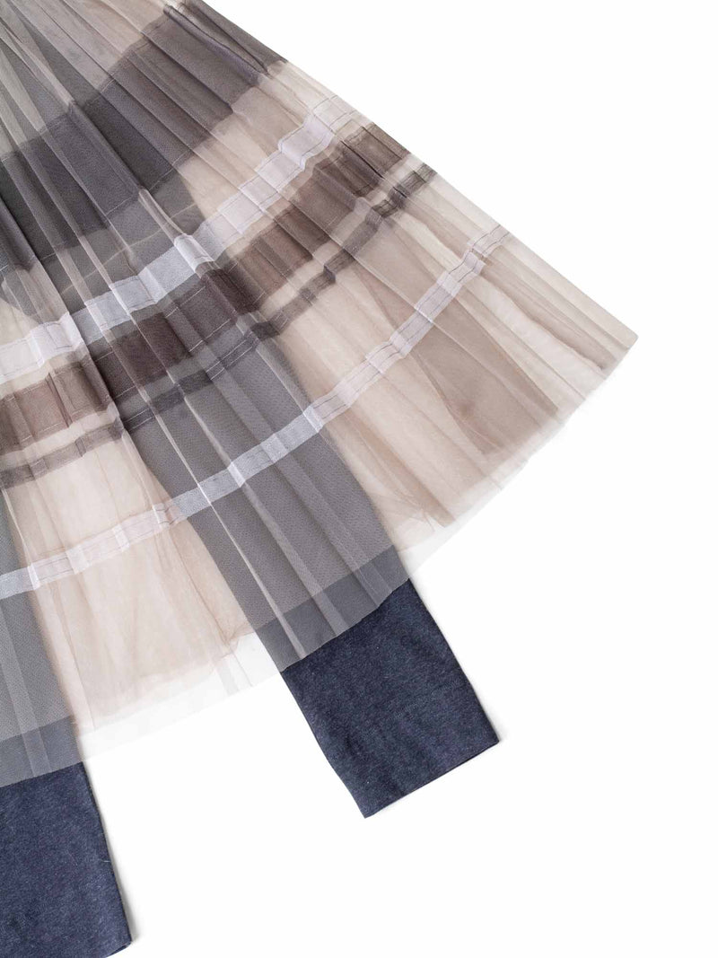 Brunello Cucinelli Tulle Pleated Skirt With Leggings Grey Taupe-designer resale
