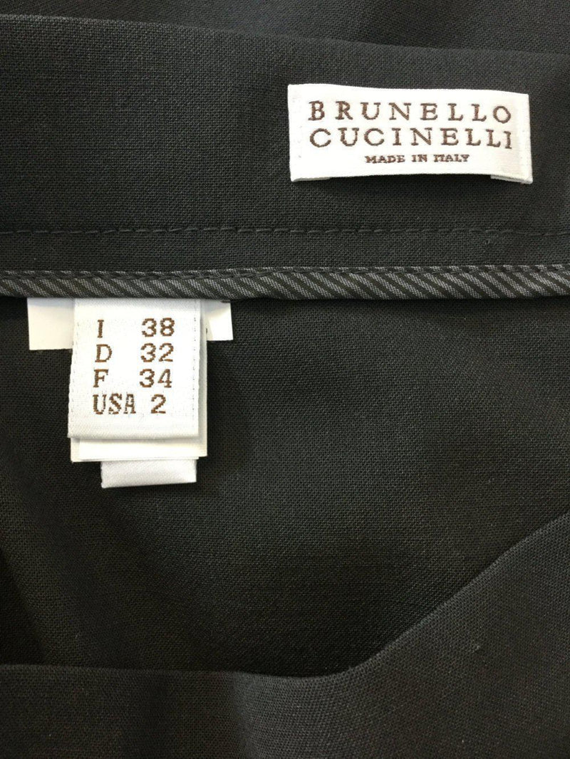 Brunello Cucinelli Wool Silk Paneled Maxi Skirt-designer resale