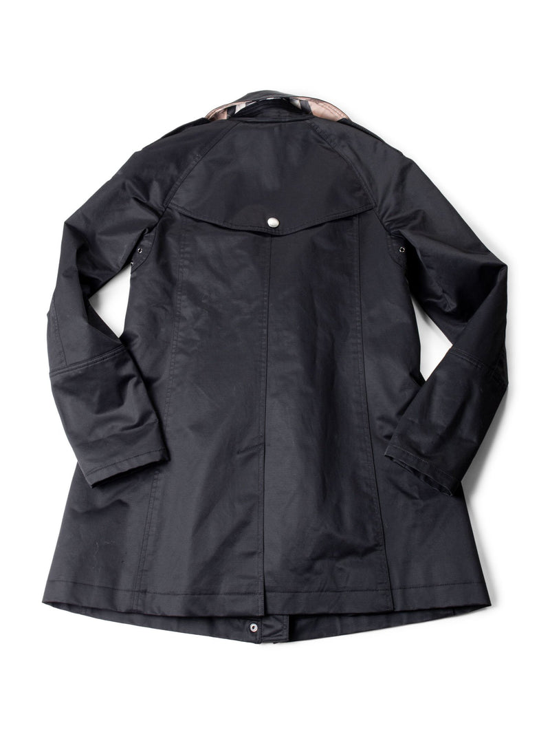 Burberry Brit Hooded Nova Check Wool Lined Coat Black-designer resale