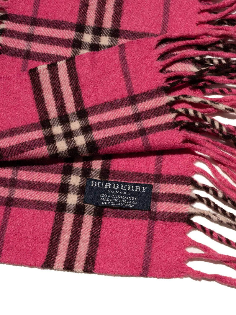 Burberry Cashmere Check Scarf Pink-designer resale