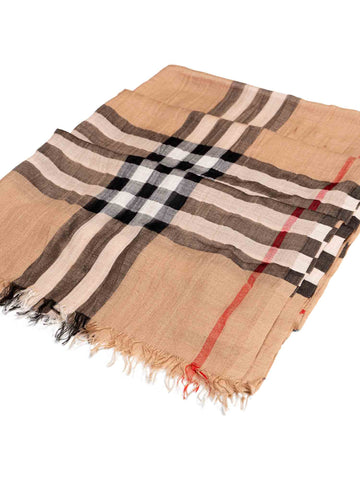 Burberry Cashmere Silk House Check Wide Scarf Brown-designer resale