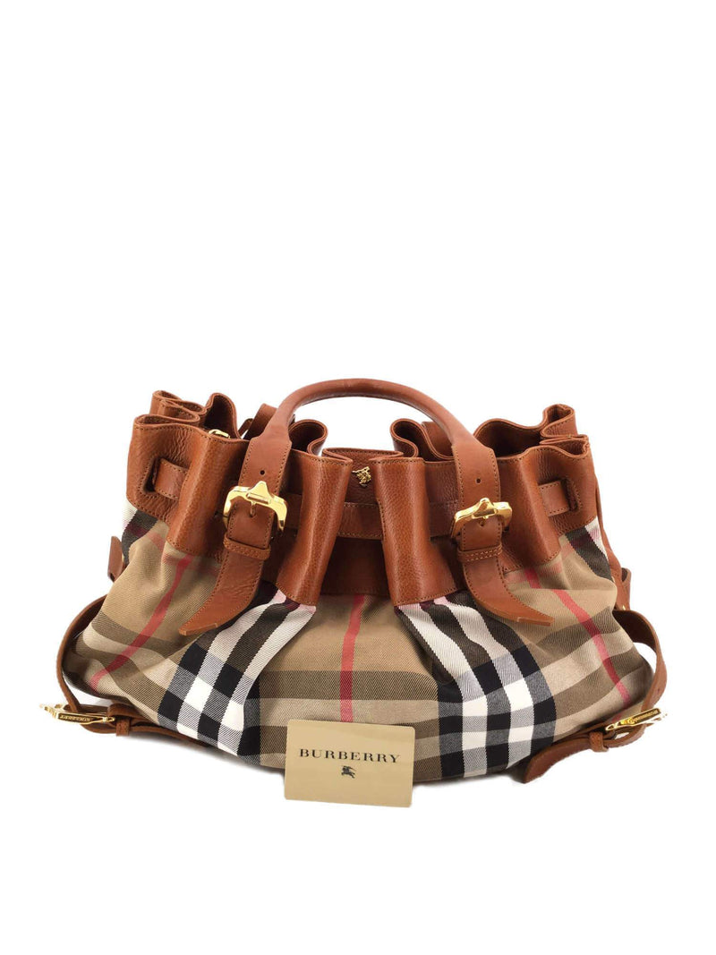 Burberry Check Large Tote Honey Brown-designer resale
