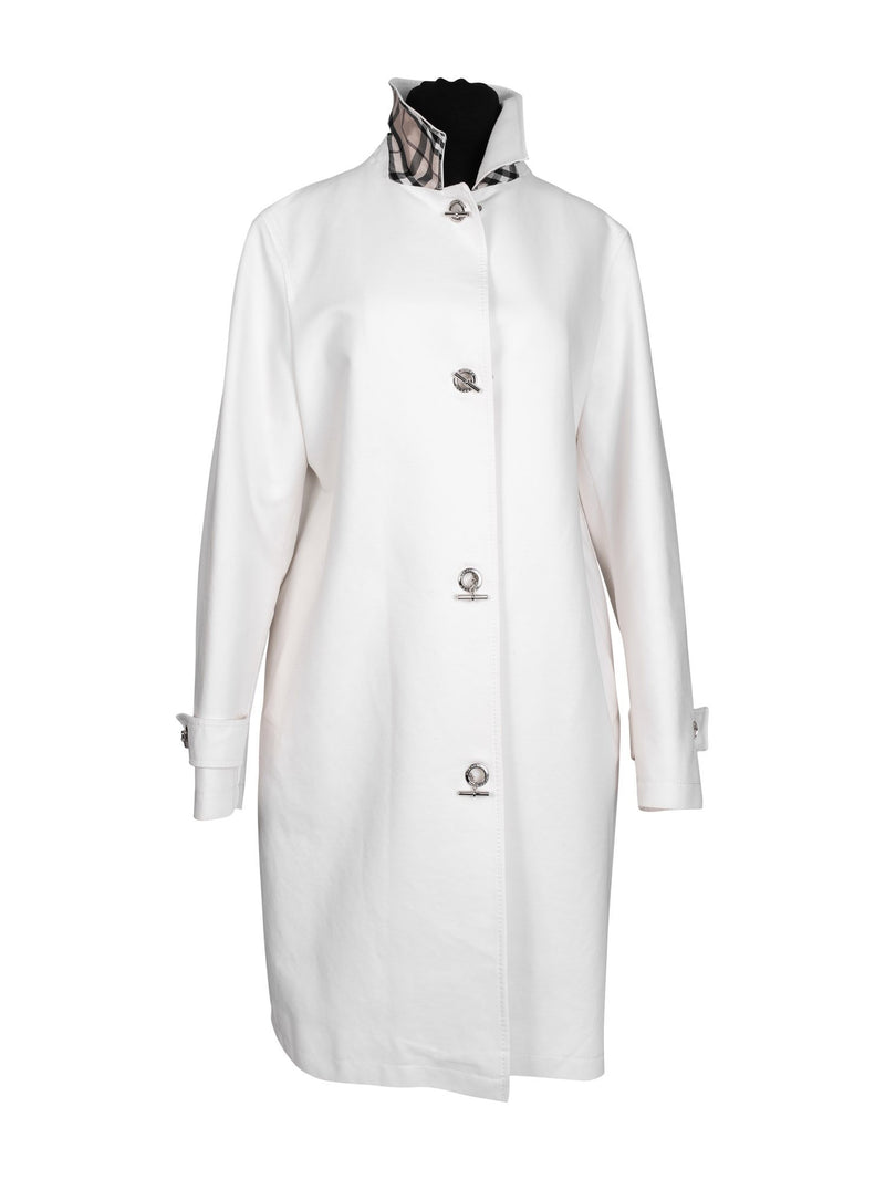 Burberry Cotton Gabardine Raincoat White-designer resale