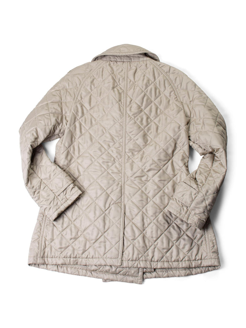 Burberry Double Breasted Quilted Nova Check Coat Beige-designer resale