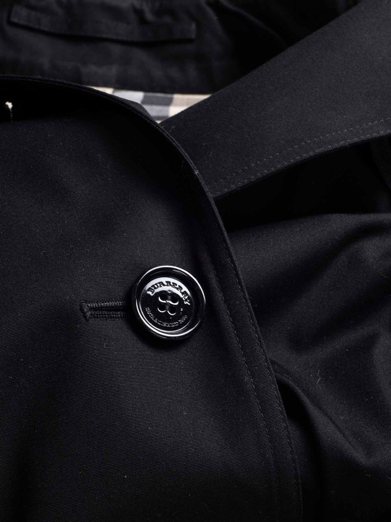 Burberry Gabardine Nova Check Trench Coat Black-designer resale