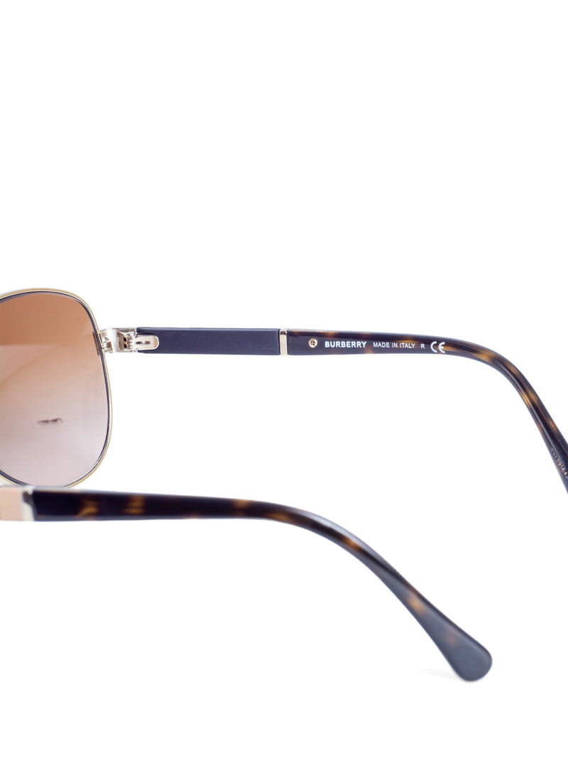 Burberry Honey Check Gradient Aviator Sunglasses Brown Gold