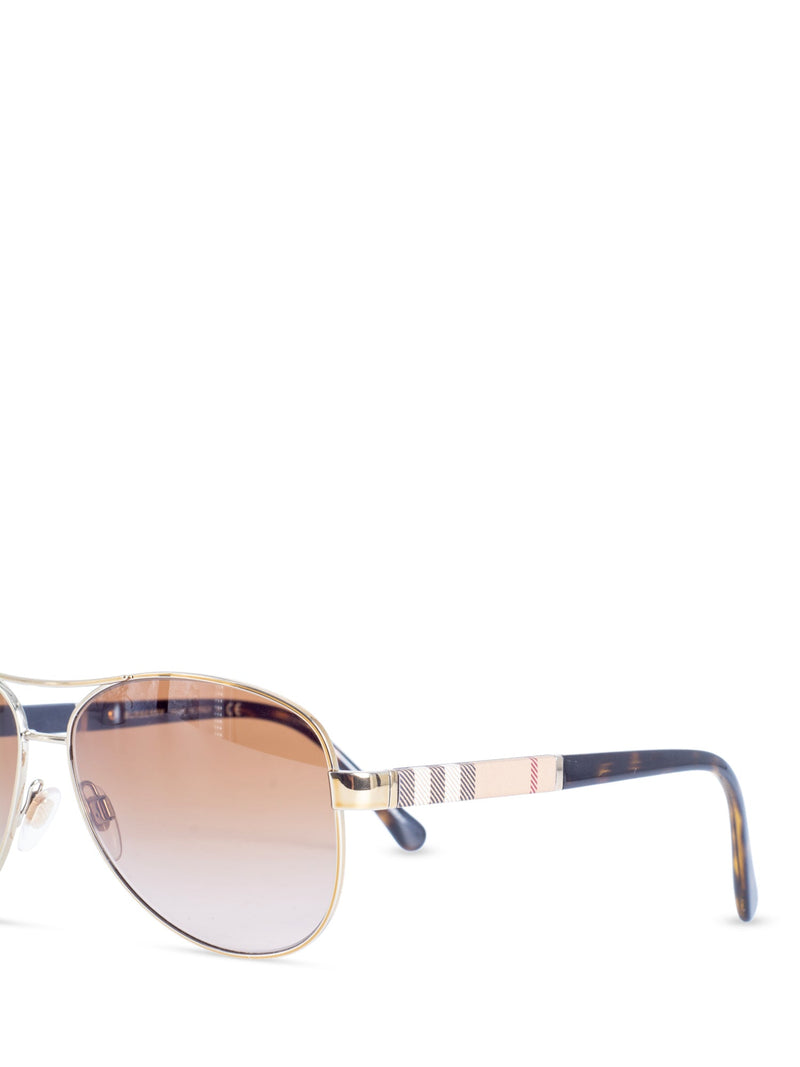Burberry Honey Check Gradient Aviator Sunglasses Brown Gold-designer resale