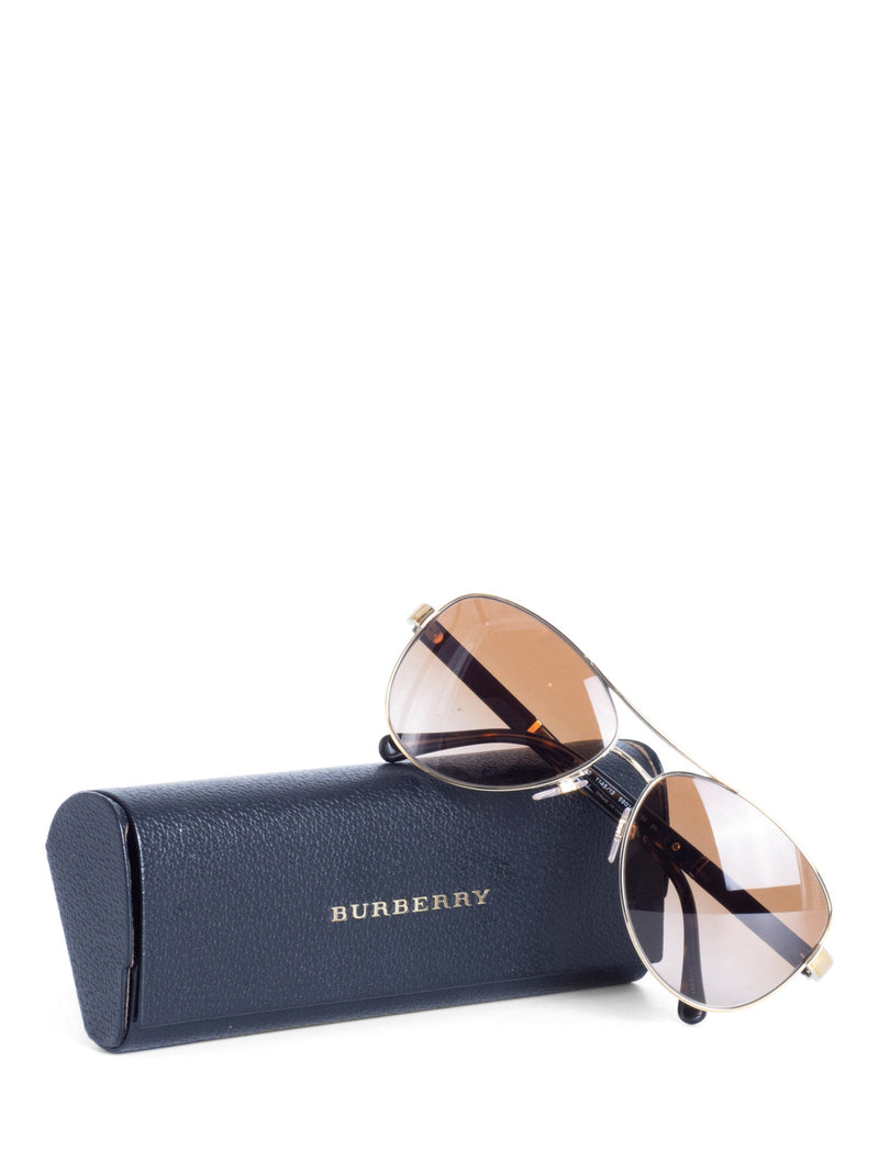 Burberry Honey Check Gradient Aviator Sunglasses Brown Gold-designer resale