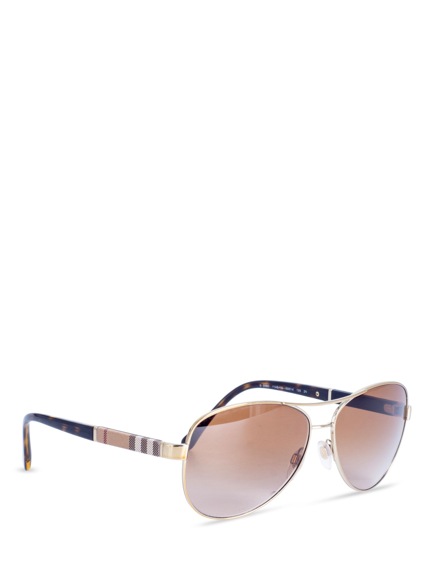 Metal Check Aviator Sunglasses Light Gold/Brown - Burberry
