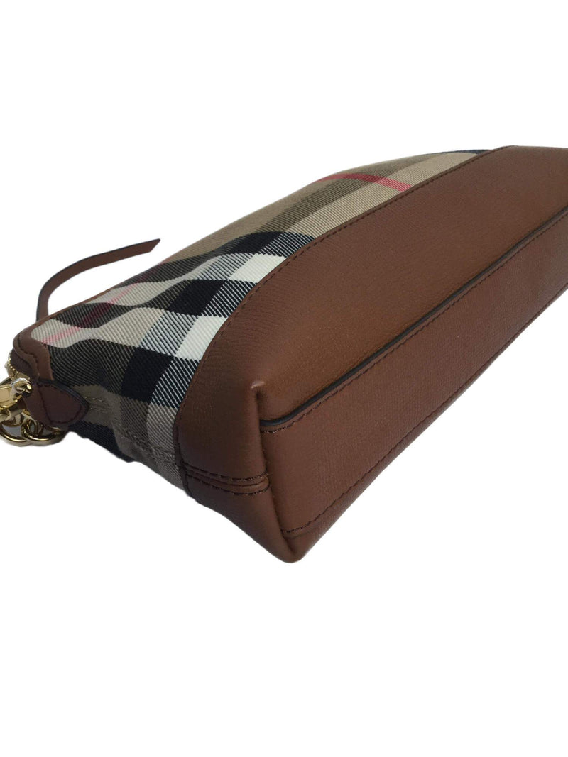 Burberry House Check Abingdon Derby Crossbody Bag Brown-designer resale