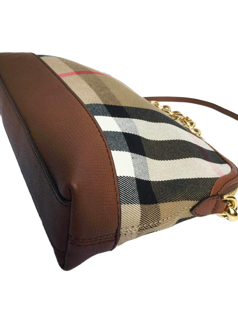 Burberry House Check Abingdon Derby Crossbody Bag Brown-designer resale