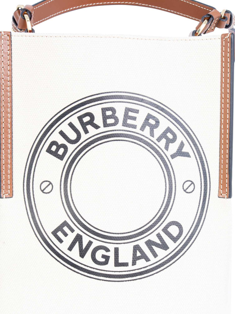 Burberry Leather Canvas Logo Bucket Bag Tan-designer resale