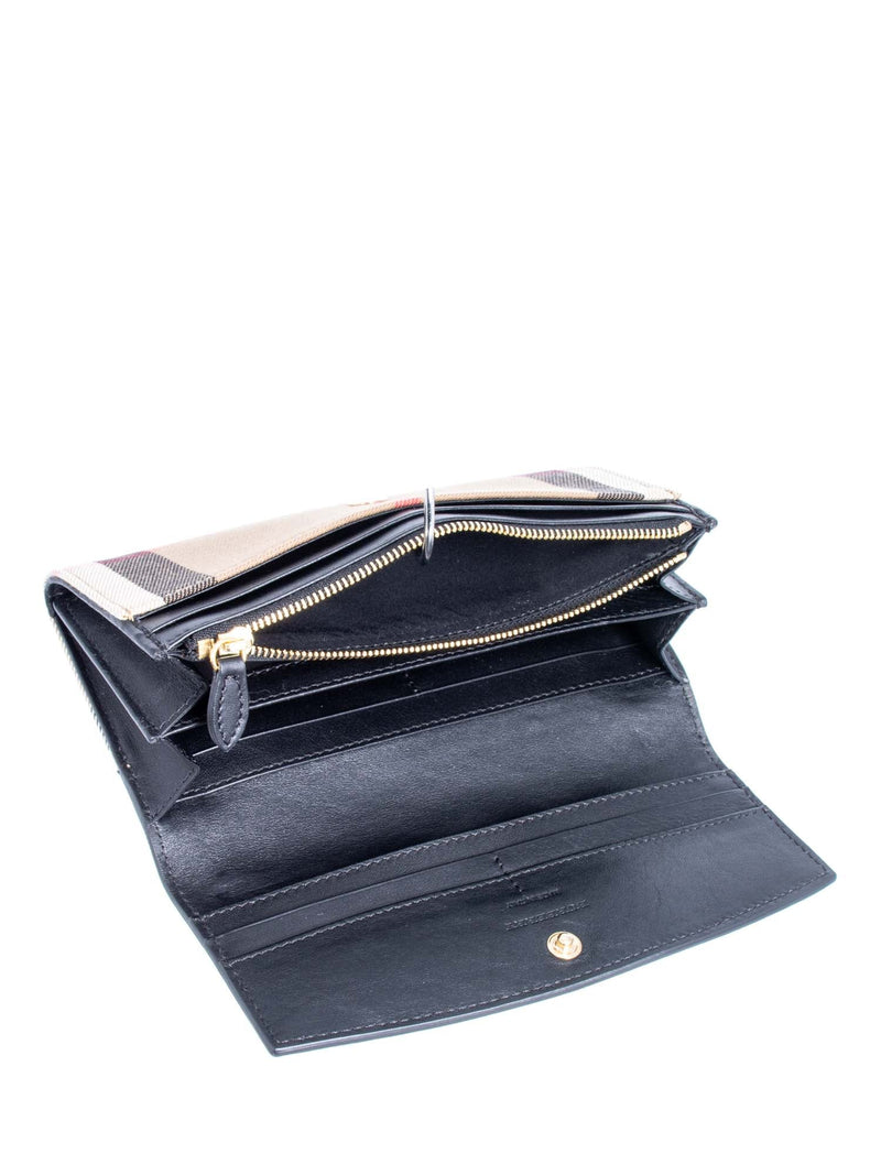 Burberry Leather House Check Flap Wallet Black Brown-designer resale