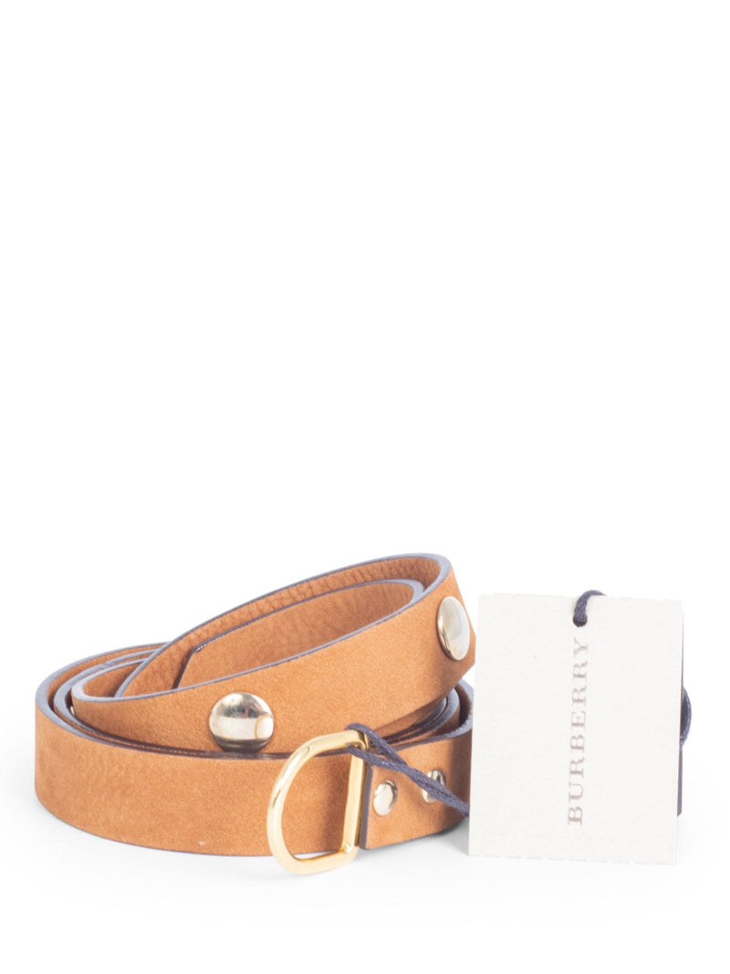 Burberry Leather Studded Belt Brown-designer resale