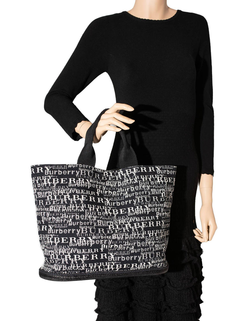 Burberry Logo Large Shopper Bag Black-designer resale