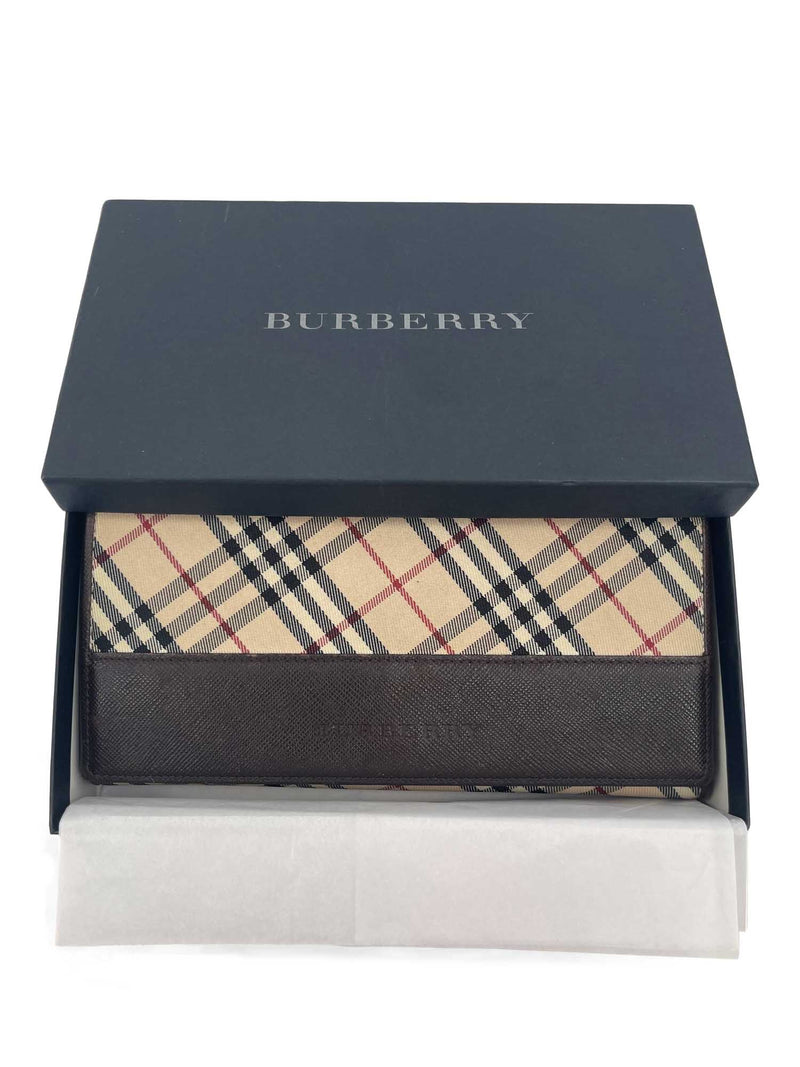 Burberry Metallic/Beige Nova Check PVC and Patent Leather French Wallet  Burberry