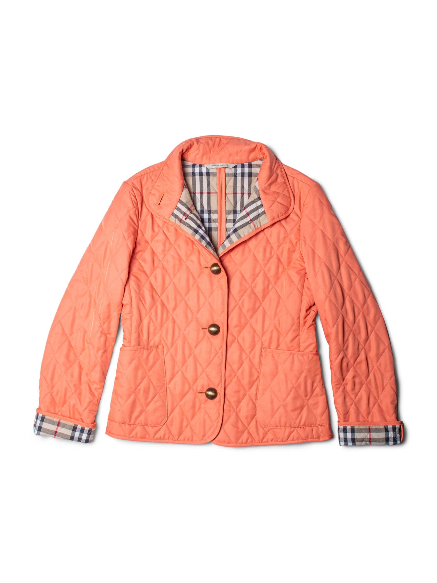 Burberry Nova Check Quilted Jacket Orange-designer resale
