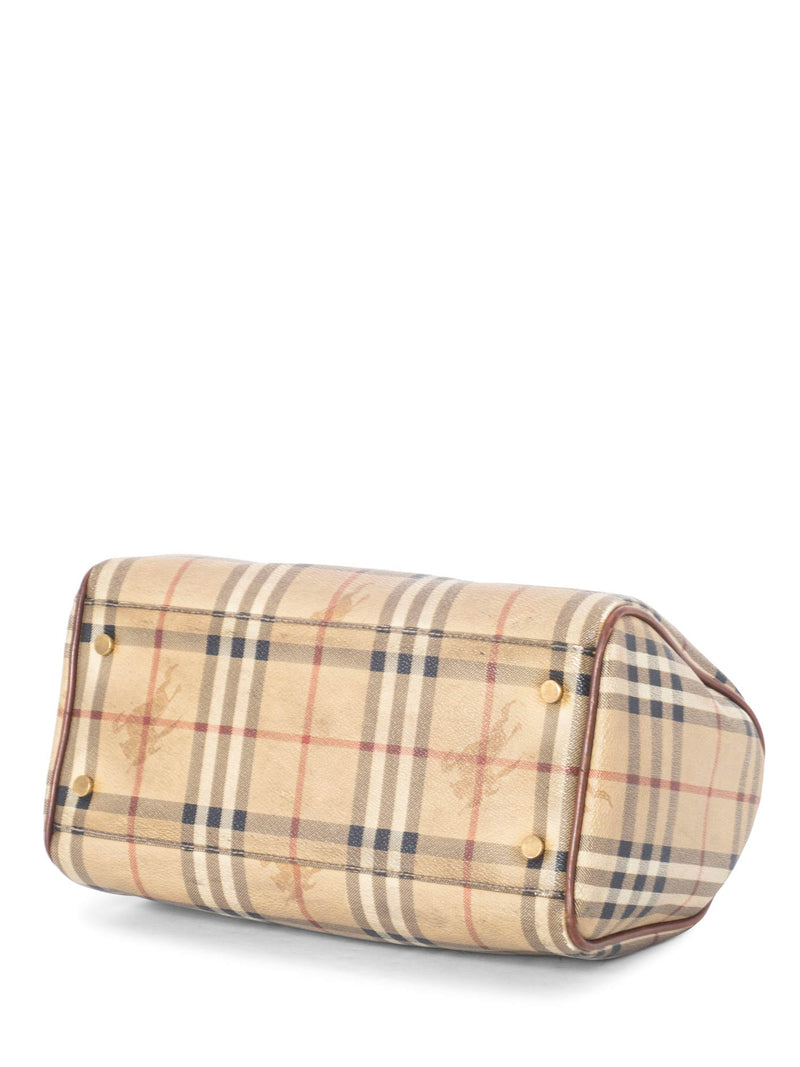 Burberry Speedy check canvas & leather satchel handbag shoulder