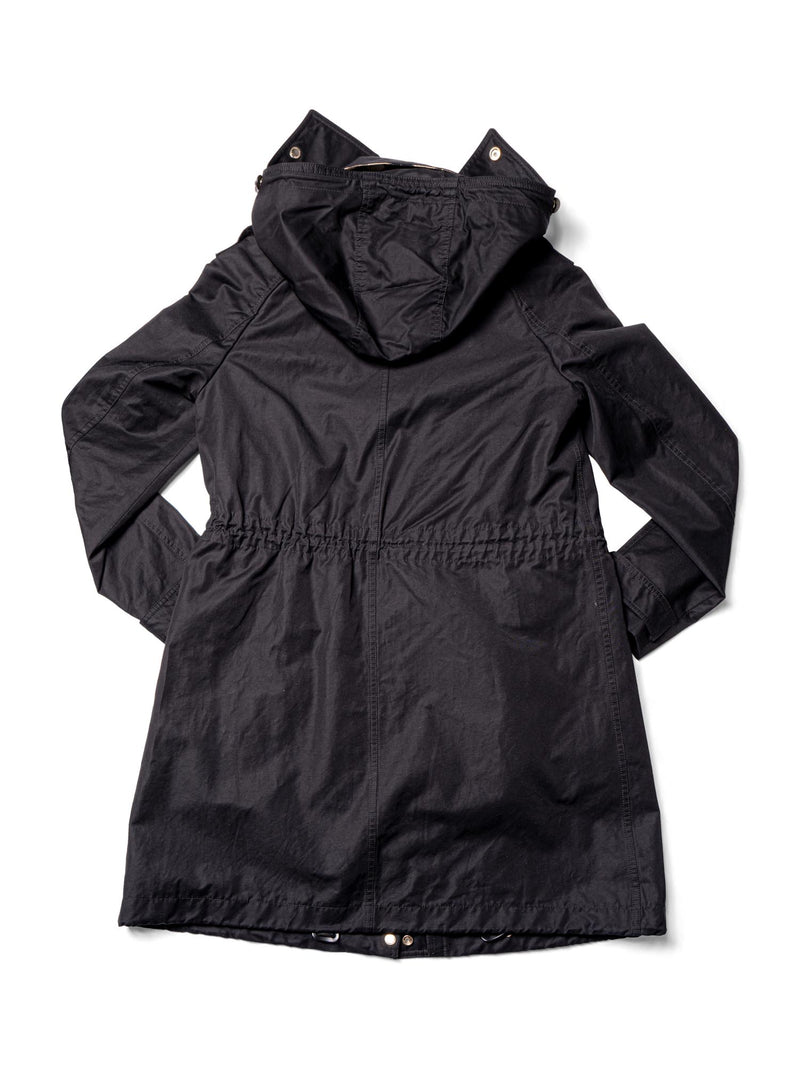 Burberry Nylon Nova Check Lined Hood Rain Coat Black-designer resale