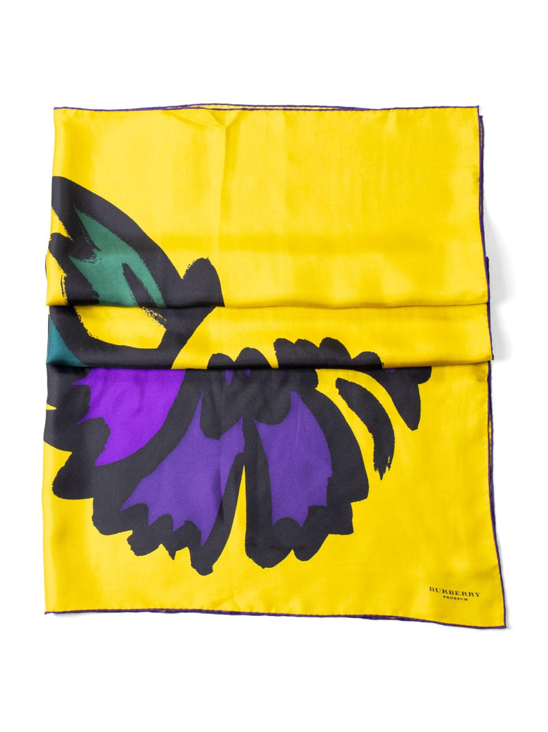 Burberry Prorsum Silk Abstract Flower Scarf Yellow-designer resale
