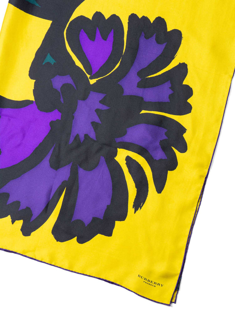 Burberry Prorsum Silk Abstract Flower Scarf Yellow-designer resale