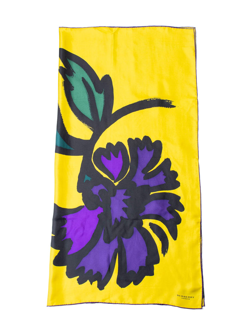 Burberry Prorsum Silk Abstract Flower Scarf Yellow-designer resale
