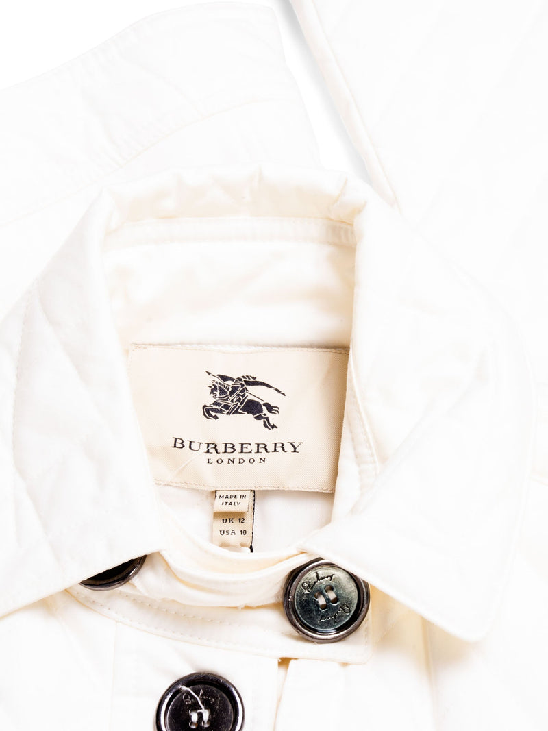 Burberry Quilted Belted Jacket White-designer resale