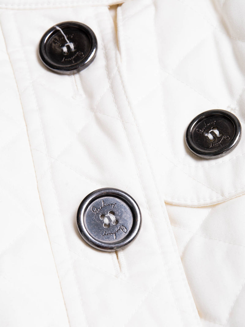 Burberry Quilted Belted Jacket White-designer resale