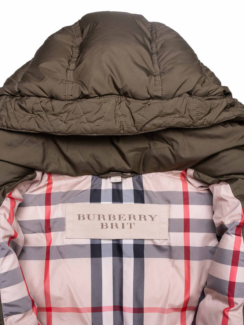 Burberry Quilted Down Novacheck Fitted Jacket Green-designer resale